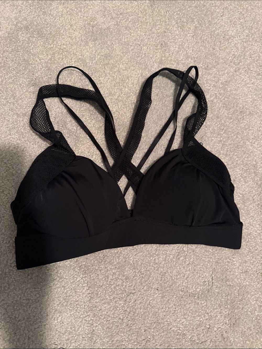 Black Strappy Mesh sports bra